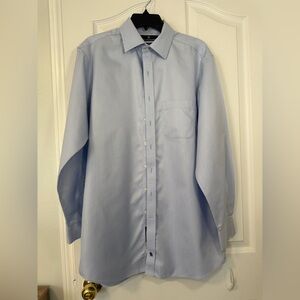 Hart Schaffner Marx Blue Pinstripe Dress Shirt Size 16/34 100% Pima Cotton